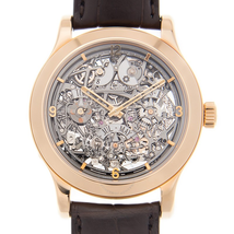 Jaeger LeCoultre Master Control Eight Days Skeleton Dial 18kt Rose Gold Brown Leather Men's Watch Q16124SQ