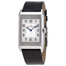 Jaeger LeCoultre Reverso Classic Medium Duetto Silver Dial Men's Leather Hand Wound Watch Q2588420