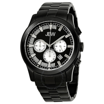 JBW Delano Black Chronograph Diamond Dial Black IP Steel Bracelet Men's Watch JB-6218-H
