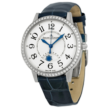 Jaeger LeCoultre Rendez-Vous Silver Dial Diamond Bezel Blue Leather Ladies Watch Q3448420