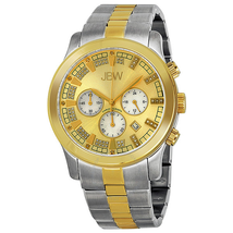 JBW Delano Gold-tone Sunray Chronograph Diamond Dial Two-Tone Steel Bracelet Men's Watch JB-6218-C