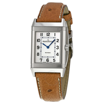 Jaeger LeCoultre Reverso Classic Silver Dial Brown Ostrich Leather Unisex Watch Q2508411