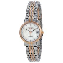Longines Elegance Mother of Pearl Stainless Steel and Rose Gold Ladies Watch L4.309.5.87.7