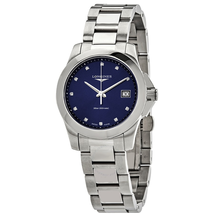 Longines Conquest Blue Sunray Diamond Dial Ladies Watch L3.377.4.97.6