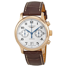 Longines Master Collection Silver Dial 18kt Rose Gold Brown Leather Men's Watch L2.669.8.78.3