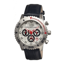 Morphic M33 Silver Dial Chronograph Black Leather Strap Men's Watch 3301