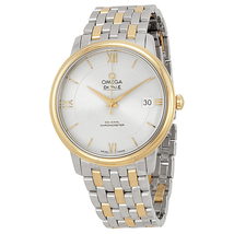 Omega DeVille Prestige Stainless Steel and 18kt Yellow Gold Silver Dial Unisex Watch 42420372002001 424.20.37.20.02.001