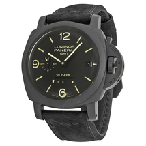 Panerai Luminor 1950 10 Days Black Dial Black Leather Men's Watch PAM00335