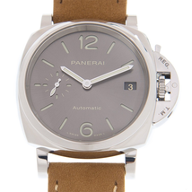 Panerai Luminor Automatic Grey Dial Men's Watch with Brown Strap PAM00755-BR