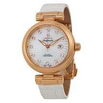 Omega De Ville Mother of Pearl Dial White Leather Ladies Watch 42563342055001 425.63.34.20.55.001
