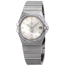 Omega Constellation Co-Axial Automatic Chronometer Diamond Silver Dial Ladies Watch 123.15.35.20.52.001