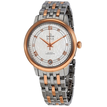 Omega De Ville Silver Diamond Dial Ladies Steel and 18kt Rose Gold Watch 424.20.33.20.52.002