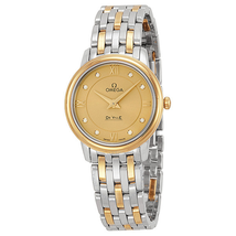 Omega DeVille Prestige Champagne Diamond Dial Steel and Yellow Gold Ladies Watch 42420276058001 424.20.27.60.58.001