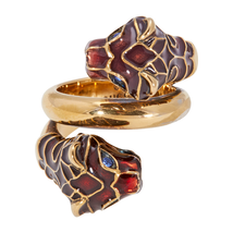 Gucci Gucci Tiger Head Ring with Enamel-Size 10 402269 I1634 8520