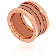 Bvlgari B.Zero1 18K Pink Gold Bronze Ceramic Ring - Size 7 349202
