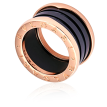Bvlgari B.Zero1 4-band 18kr Rose Gold-Ceramic Ring- Size 49 345847