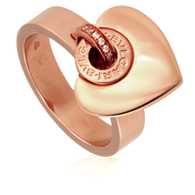 Bvlgari Cuore 18K Pink Gold Diamond Ring - Size 7 350794