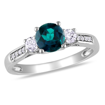 Amour 0.05 CT Diamond & 1.17 CT TGW Created Emerald/White Sapphire 3-Stone Ring FC0XHU-0996