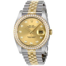 Rolex Oyster Perpetual Datejust 36 Champagne Dial Stainless Steel and 18K Yellow Gold Jubilee Bracelet Automatic 36 mm Watch 116243CDJ