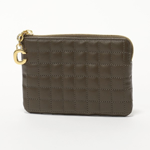 Celine Khaki C Charm Coin And Card Pouch In Quilted Calfskin 10B823BFL.15KH