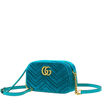 Gucci GG Marmont Small Velvet Shoulder Bag - Turquoise 447632 9QIBT 4462