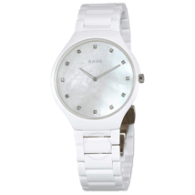 Rado True Thinline Mother of Pearl Dial White Ceramic Ladies Watch R27957912