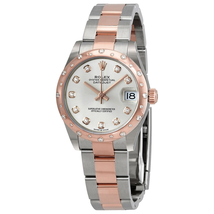 Rolex DateJust 31 Silver Diamond Dial Automatic Ladies Stainless Steel 18 ct Everose Gold Oyster Watch 278341SDO