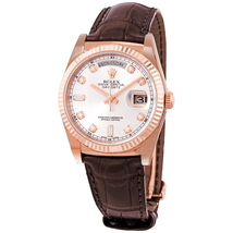 Rolex Day-Date President Automatic Pink Champagne Diamond Dial Unisex Watch 118135PKDL