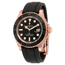 Rolex Yacht-Master Automatic Black Dial 18kt Everose Gold Black Rubber Strap Men's Watch BKSRS 116655