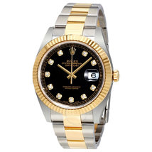 Rolex Datejust 41 Black Dial Diamond Steel and 18K Yellow Gold Oyster Men's Watch 12633BKDO