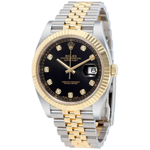 Rolex Datejust 41 Black Diamond Dial Stee and 18K Yellow Gold Jubilee Men's Watch 12633BKDJ