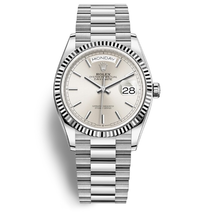 Rolex Day-Date 36 Automatic Silver Dial 18kt White Gold President Watch 128239SSP