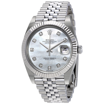 Rolex Oyster Perpetual Datejust White Mother Of Pearl Diamond Dial Men's Watch 126334MDJ