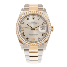 Rolex Datejust 36 Silver Diamond Dial Men's Steel and 18kt Yellow Gold Oyster Watch 126283SRDO