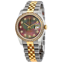 Rolex Datejust Black Mother of Pearl Dial Automatic Ladies 18 Carat Yellow Gold and Stainless Steel Watch 116243BKMDJ