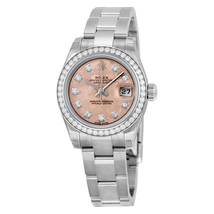 Rolex Lady Datejust Pink Gold Crystal Dial Stainless Steel Diamond Ladies Watch 17938PGCDO