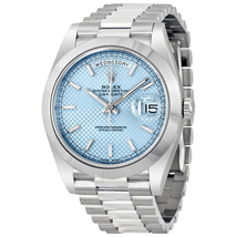 Rolex Day Date 40 Ice Blue Diagonal Motif Dial Platinum President Automatic Men's Watch IBLSP 228206IBLSP