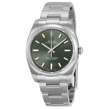 Rolex Oyster Perpetual 34 Green Olive Dial Stainless Steel Bracelet Automatic Unisex Watch 114200GNSO