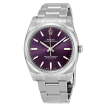 Rolex Oyster Perpetual 34 Purple Grape Dial Stainless Steel Bracelet Automatic Unisex Watch 114200RGSO