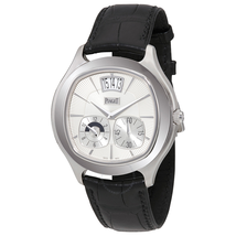 Piaget Emperador Coussin Silver Dial Black Leather Automatic Men's Watch GOA32016 G0A32016