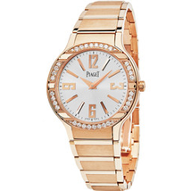 Piaget Polo Diamond Silver Dial 18Kt Rose Gold Bracelet Ladies Watch G0A36031