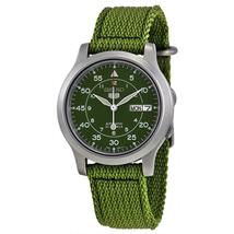 Seiko 5 Green Dial Green Canvas Men's Watch SNK805