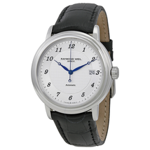 Raymond Weil Maestro White Dial Black Leather Men's Watch 2837-STC-05659