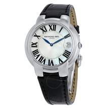 Raymond Weil Jasmine Mother of Pearl Dial Black Leather Ladies Watch 5235-STC-00970