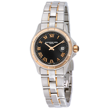 Raymond Weil Parsifal Black Dial Stainless Steel and 18kt Rose Gold Ladies Watch 9460-SG5-00208