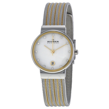 Skagen Ancher Mother of Pearl Dial Two-tone Mesh Ladies Watch 355SSGS