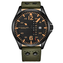 Stuhrling Original Aviator Quartz Black Dial Men's Watch M13666