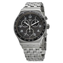 Swatch Deepgrey Chronograph Quartz Black Dial Men's Watch YVS465G