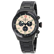 Swiss Military Hawk Khaki Dial Men's Black PVD Steel Watch 2733
