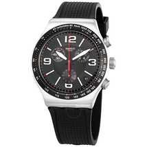 Swatch Very Dark Grid Chronograph Quartz Black Dial Men's Watch YVS461